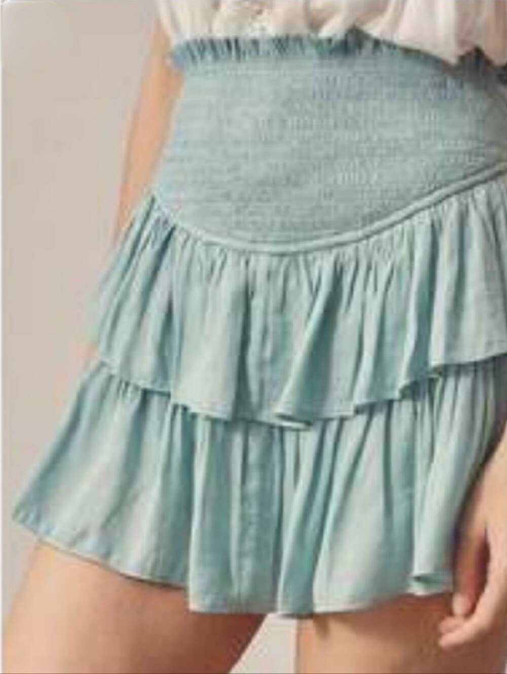 Mustard Seed Anthropologie Mint Green Tiered Ruffle Skirt Small